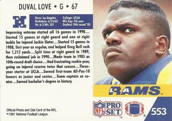 1991 Pro Set #553 Duval Love Back
