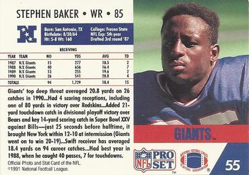 1991 Pro Set #55 Stephen Baker Back