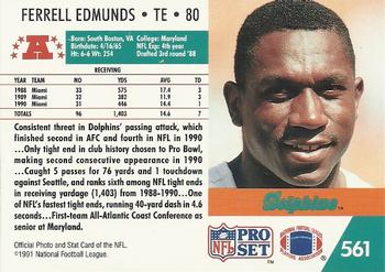 1991 Pro Set #561 Ferrell Edmunds Back