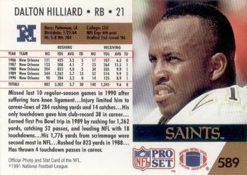 1991 Pro Set #589 Dalton Hilliard Back