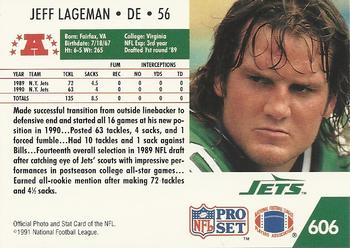 1991 Pro Set #606 Jeff Lageman Back