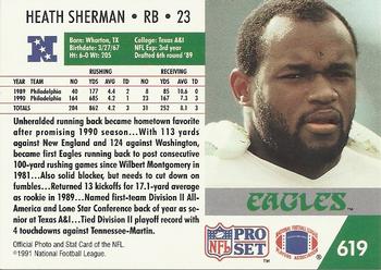 1991 Pro Set #619 Heath Sherman Back