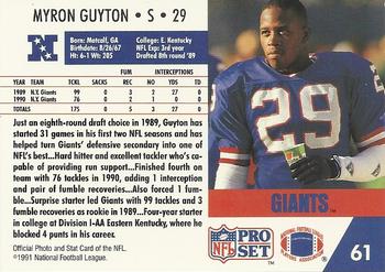 1991 Pro Set #61 Myron Guyton Back