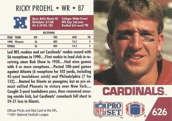 1991 Pro Set #626 Ricky Proehl Back