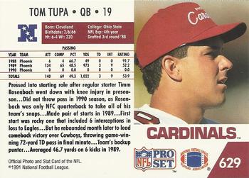 1991 Pro Set #629 Tom Tupa Back