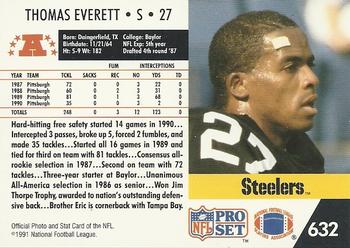 1991 Pro Set #632 Thomas Everett Back