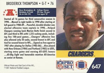 1991 Pro Set #647 Broderick Thompson Back
