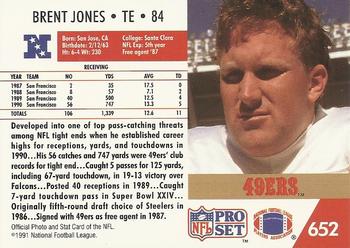 1991 Pro Set #652 Brent Jones Back