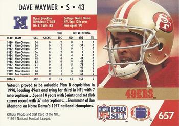 1991 Pro Set #657 Dave Waymer Back