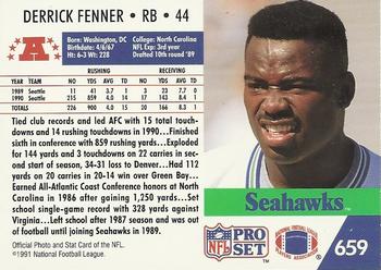 1991 Pro Set #659 Derrick Fenner Back