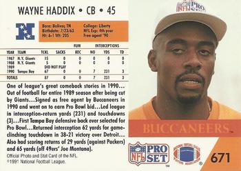 1991 Pro Set #671 Wayne Haddix Back