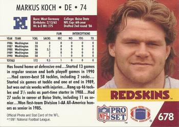 1991 Pro Set #678 Markus Koch Back