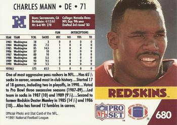 1991 Pro Set #680 Charles Mann Back