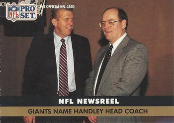 1991 Pro Set #685 Giants Name Handley Head Coach Front