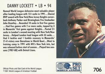 1991 Pro Set #706 Danny Lockett Back