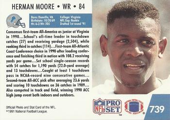 1991 Pro Set #739 Herman Moore Back