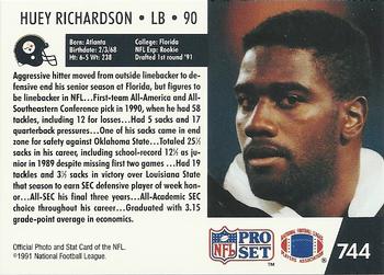 1991 Pro Set #744 Huey Richardson Back