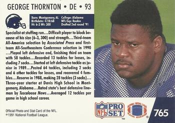 1991 Pro Set #765 George Thornton Back