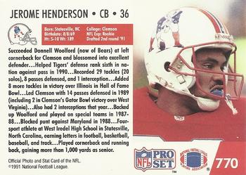 1991 Pro Set #770 Jerome Henderson Back