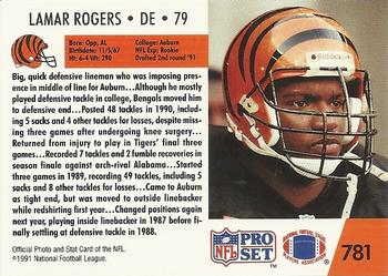 1991 Pro Set #781 Lamar Rogers Back