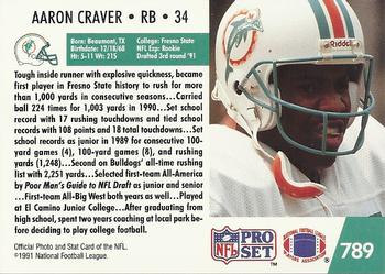 1991 Pro Set #789 Aaron Craver Back