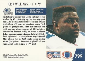 1991 Pro Set #799 Erik Williams Back