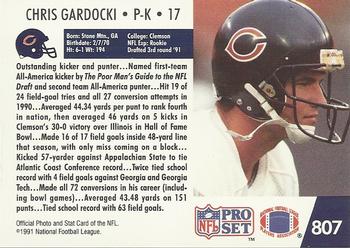 1991 Pro Set #807 Chris Gardocki Back