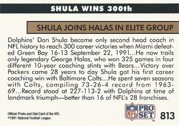 1991 Pro Set #813 Shula Wins 300th Back