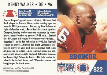 1991 Pro Set #822 Kenny Walker Back