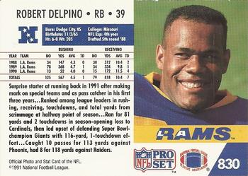 1991 Pro Set #830 Robert Delpino Back