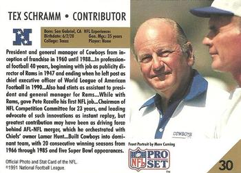 1991 Pro Set #30 Tex Schramm Back