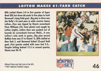 1991 Pro Set #46 Lofton Makes 61-Yard Catch Back
