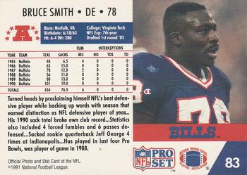 1991 Pro Set #83 Bruce Smith Back