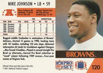 1991 Pro Set #120 Mike Johnson Back