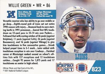 1991 Pro Set #823 Willie Green Back