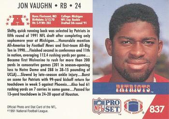 1991 Pro Set #837 Jon Vaughn Back