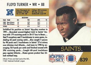 1991 Pro Set #839 Floyd Turner Back