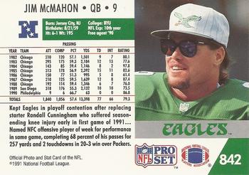 1991 Pro Set #842 Jim McMahon Back