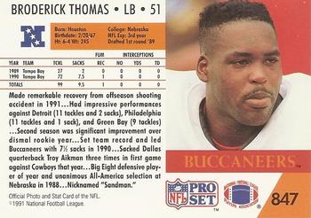 1991 Pro Set #847 Broderick Thomas Back