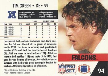 1991 Pro Set #94 Tim Green Back