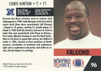 1991 Pro Set #96 Chris Hinton Back