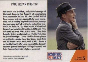 1991 Pro Set #5 Paul Brown Back