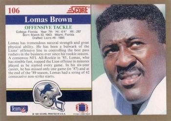 1991 Score #106 Lomas Brown Back