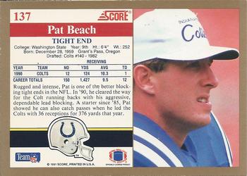 1991 Score #137 Pat Beach Back