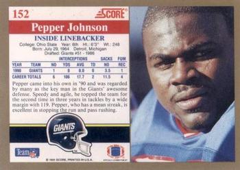 1991 Score #152 Pepper Johnson Back