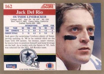 1991 Score #162 Jack Del Rio Back