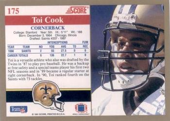 1991 Score #175 Toi Cook Back