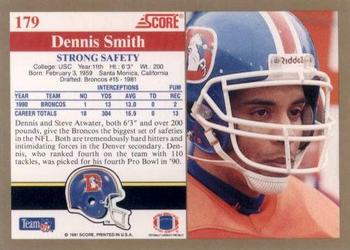 1991 Score #179 Dennis Smith Back