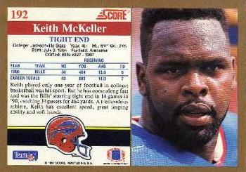 1991 Score #192 Keith McKeller Back