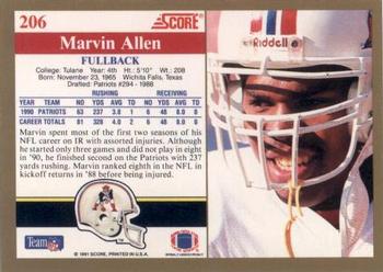1991 Score #206 Marvin Allen Back